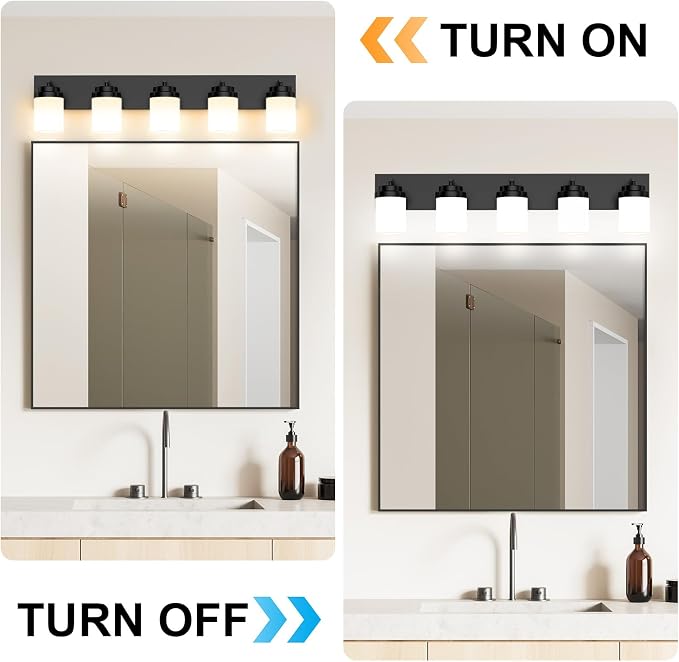IZORRO Bathroom Vanity Light Fixture, 5-Light 36 Inch Matte Black Bathroom - Image 4