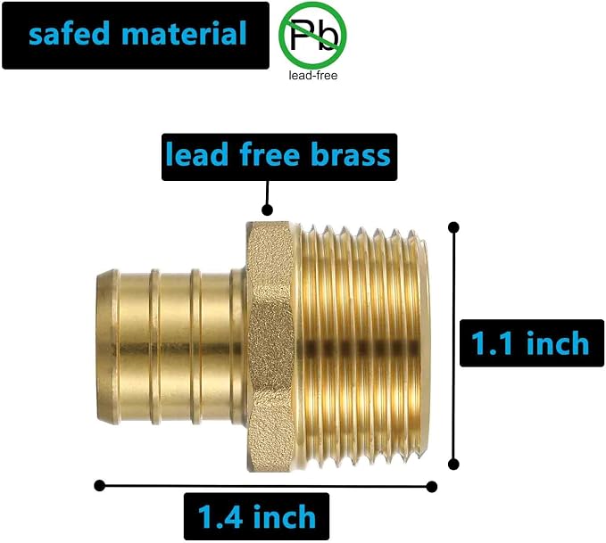 Lidertik PEX Fittings 3/4 Inch Male NPT Adapter, 3/4" PEX F1807 to 3/4" NPT - Image 3