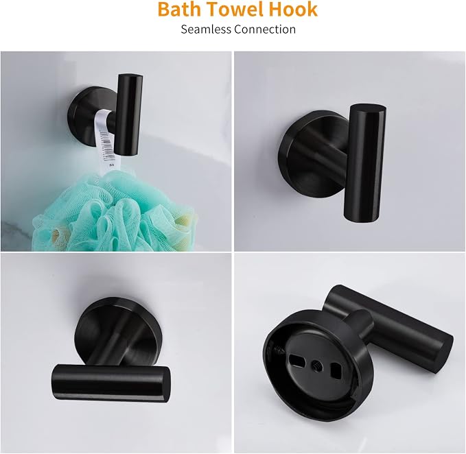 Cilee 8 Piece Matte Black Bathroom Hardware Set, 24inch Bathroom Towel - Image 6