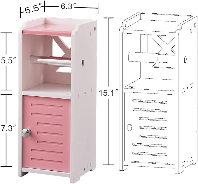 AOJEZOR Toilet Paper Holder Stand: PVC Freestanding Cabinet Storage - Image 6