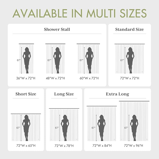 AmazerBath Shower Curtain Liner, 72x72 Plastic Frosted Shower Liner, Cute PEVA - Image 6