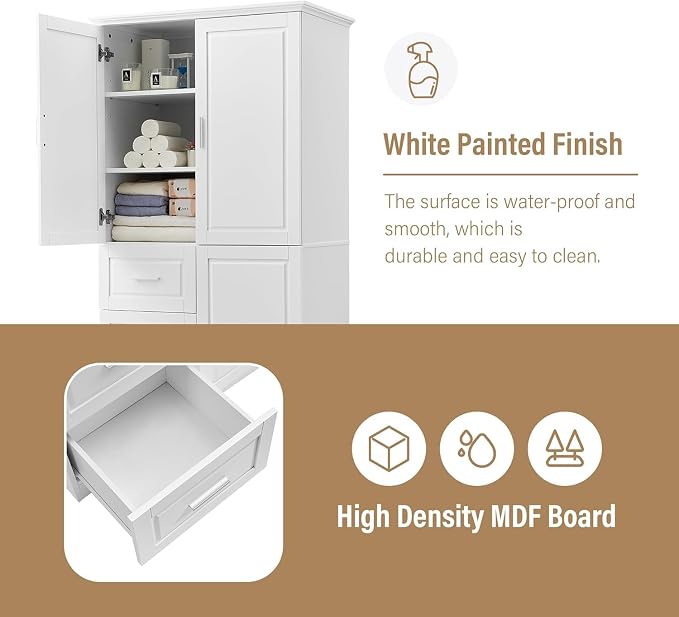 Tall Wide Storage Cabinet with 3 Doors, 3 Drawers, and Adjustable Shelves - Image 7