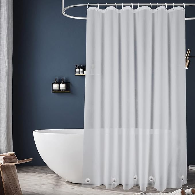 EurCross Frosted PEVA Plastic Shower Curtain Liner 74 inch Long Length by EurCross