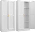 Kitchen Pantry Cabinet, 60”White Metal Pantry Storage Cabinet by Steeloong