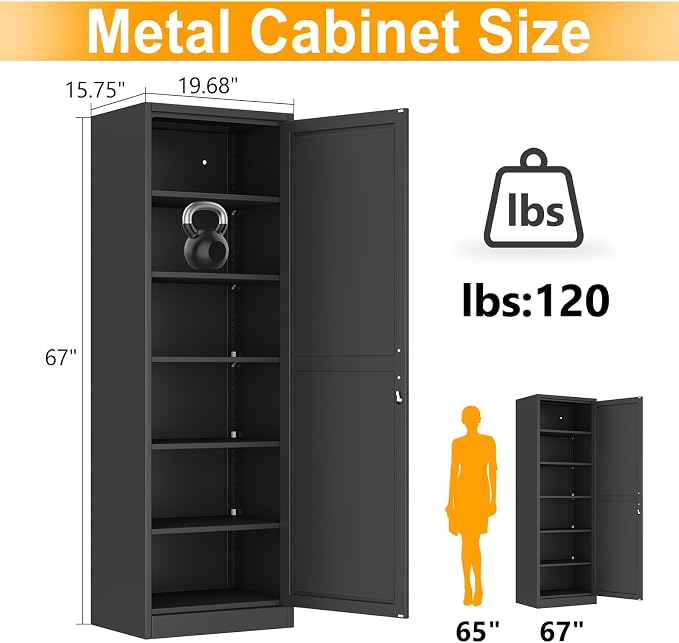 Metal Locker Tall Narrow Storage Cabinet, Gym Home Office, Entryway and Hallway - Image 3