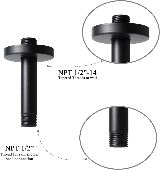 4 Inch Shower Arm with Flange, Ceiling Mounted Shower Head Extension Arm - Image 5