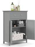 COSTWAY Bathroom Floor Cabinet, Wooden Side Storage Organizer w/Larger Drawer by COSTWAY