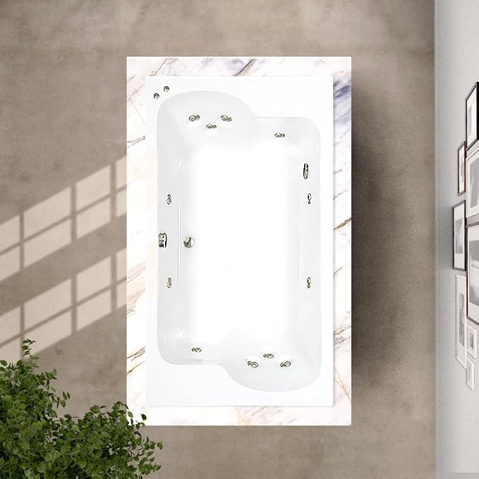 72 in. x 43 in. Acrylic Rectangular Drop-In Whirlpool Bathtub - Image 2
