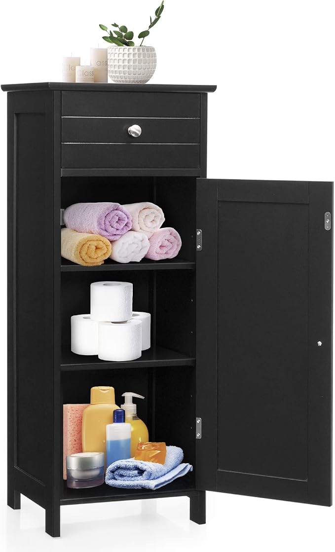 COSTWAY Bathroom Storage Cabinet, Single Door Floor Cabinet by COSTWAY