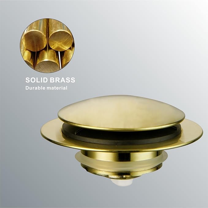Gold Brushed Tub Drain Stopper, Universal Pop Up Bath Drain Plug Bathtub Drain - Image 5