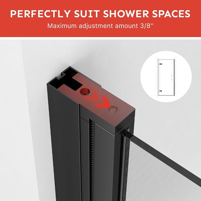 Kosmonia 36"-37"Wx72"H Frameless Pivot Shower Door, 1/4" Tempered Glass&Shatter - Image 6