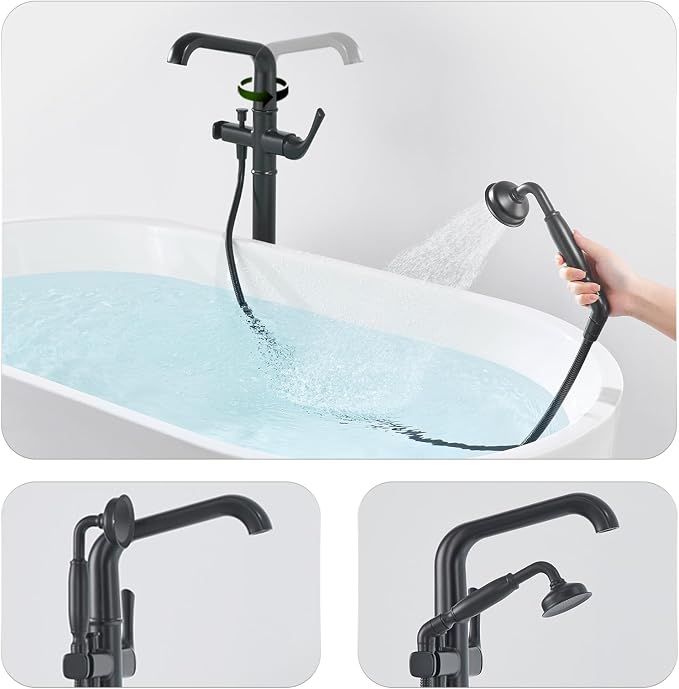 Luxury Free Standing Tub Faucet, Classic Brass Freestanding Bathtub Faucet - Image 3