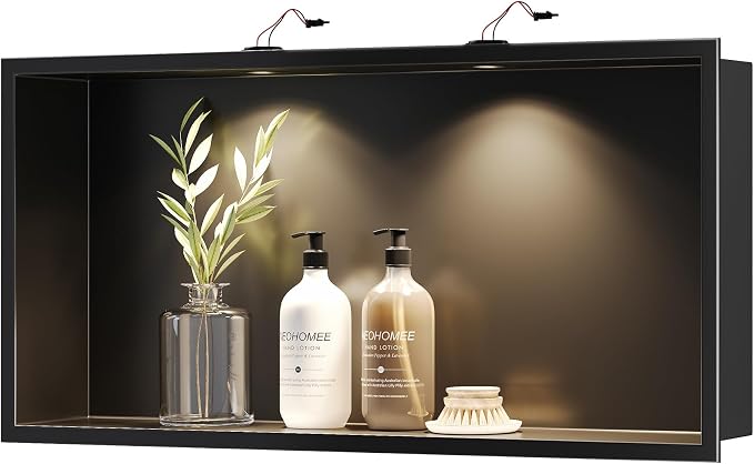 Neodrain Wall Niche with Non-dimmable LED Downlight, Matte Black Stainless by Neodrain