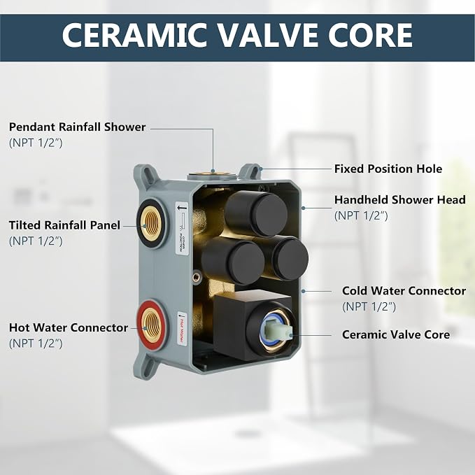 Aolemi Shower Faucet Set Ceiling Mount Shower System Rough-in Valve and Shower - Image 5