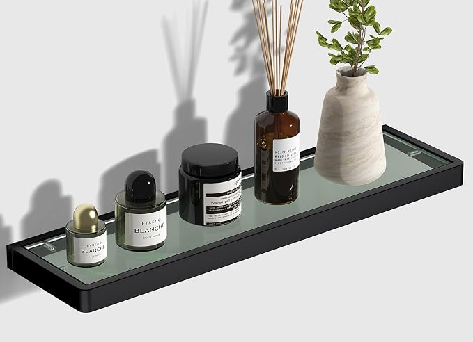 Glass Shelves/Shelf with Towel Bar/Rack 20-inch Floating Shelves by SFGSOWOR