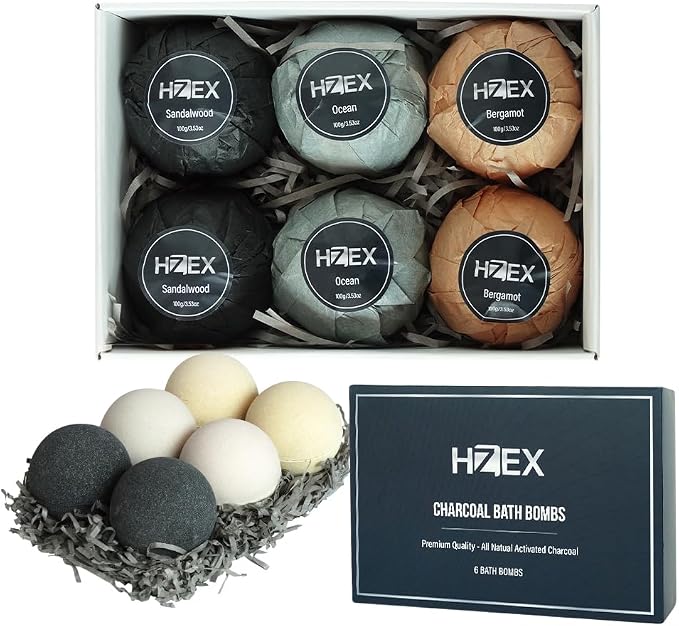 Charcoal Bath Bombs Gift Set – 6 Piece Natural Spa Fizzies - Image 5