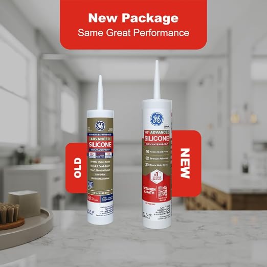 GE Advanced Silicone Caulk for Kitchen & Bathroom, 10 fl oz Cartridge, 1 Pack - Image 6