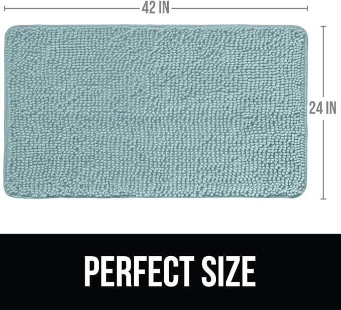 KANGAROO Bathroom Rugs, Chenille Soft Absorbent Bath Rug, Shaggy Shower Mat - Image 2