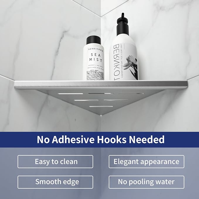 8'' Corner Shower Shelf 2PCS, 304 Stainless Steel Recessed Bathroom Shelves - Image 2