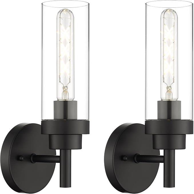 Emak Black Wall Sconces Set of Two, Modern Vanity Lights by EmakLighting