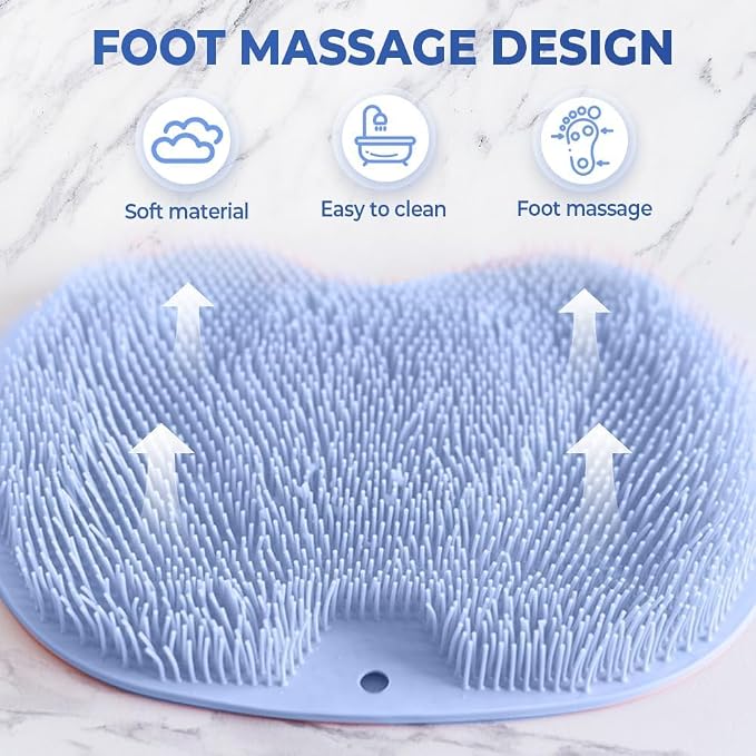 Shower Foot Scrubber Mat with Non-Slip Suction Cups, Exfoliating Foot and Back - Image 4