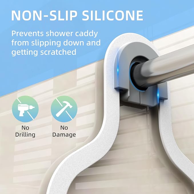 Kadolina White Hanging Shower Caddy, 3-Tier Bathroom Organizer - Image 5