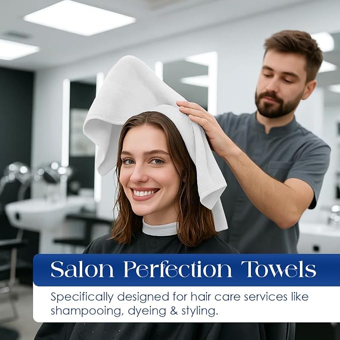 DAN RIVER 100% Cotton Salon Towels Set – 16x26 inches, Highly Absorbent and - Image 6