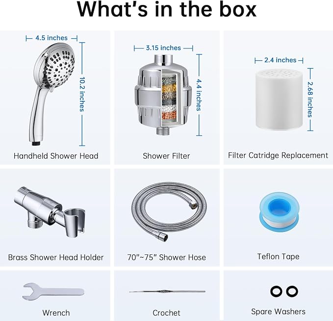 G-Promise Luxury Filtered Handheld Shower Head, 6 Spray Settings Shower Set - Image 6