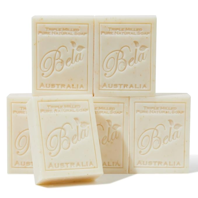 BELA Spearmint and Bran Soap 3.3 OZ- French Triple Milled Bar Soap by BELAPURENATURALSOAPSANDODORELIMINATINGHOMEFRAGRANCES