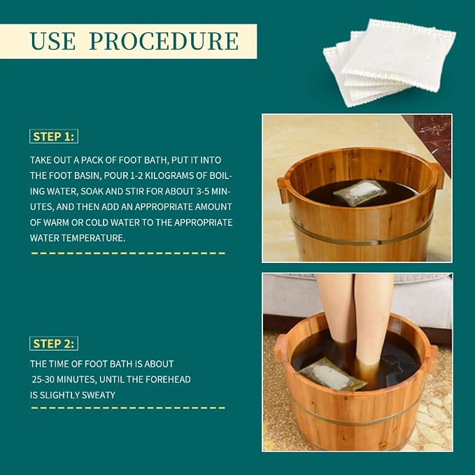 30 Bags Herbal Foot Soak with Mugwort & Ginger, Relaxing Foot Bath - Image 2