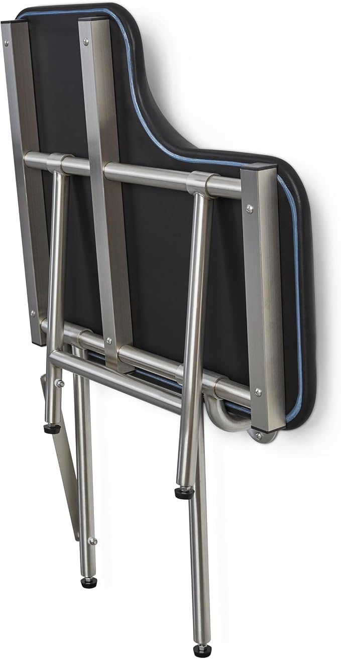 32" x 22.5" Black Padded Wall Mount Folding Right-Handed Transfer Bench Shower - Image 6