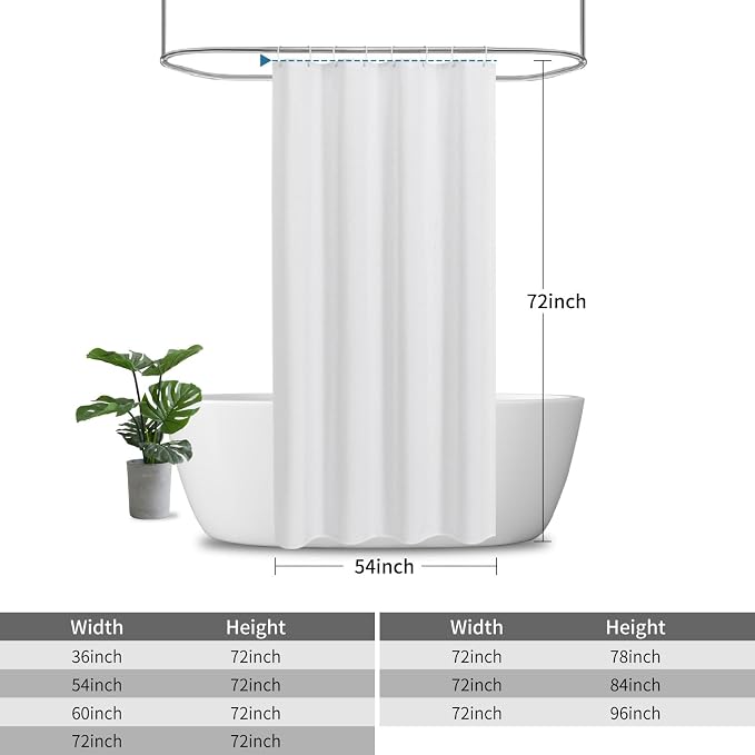 2-in-1 stall Fabric Shower Curtain or Liner, Breathable TPU & Washable - Image 3