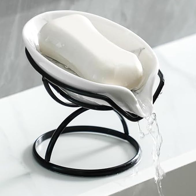 Leaf-Shaped Soap Dish – Premium Ceramic Soap Bar Holder by Dobbyby