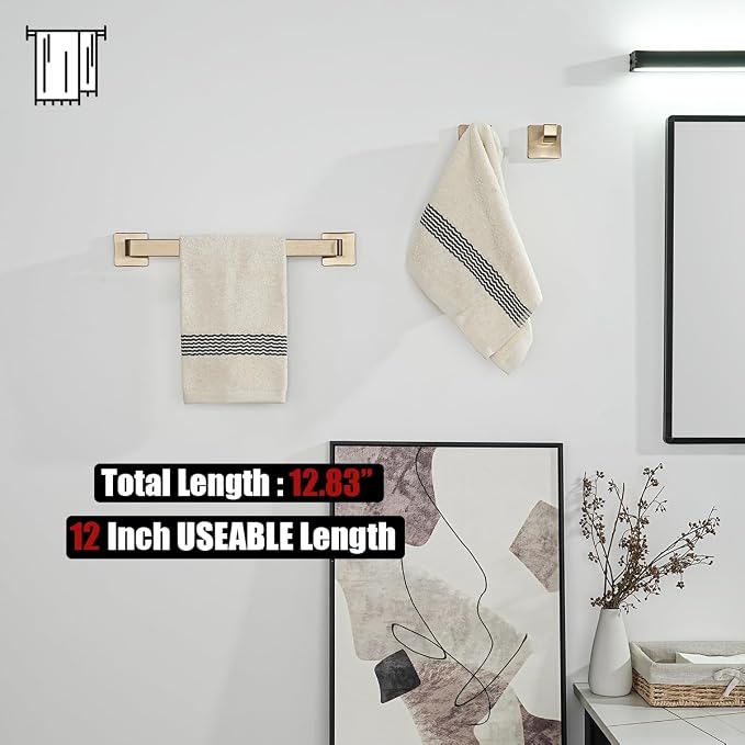 JQK Champagne Bronze Towel Bar, 12 Inch 304 Stainless Steel Thicken 0.8mm Towel - Image 4