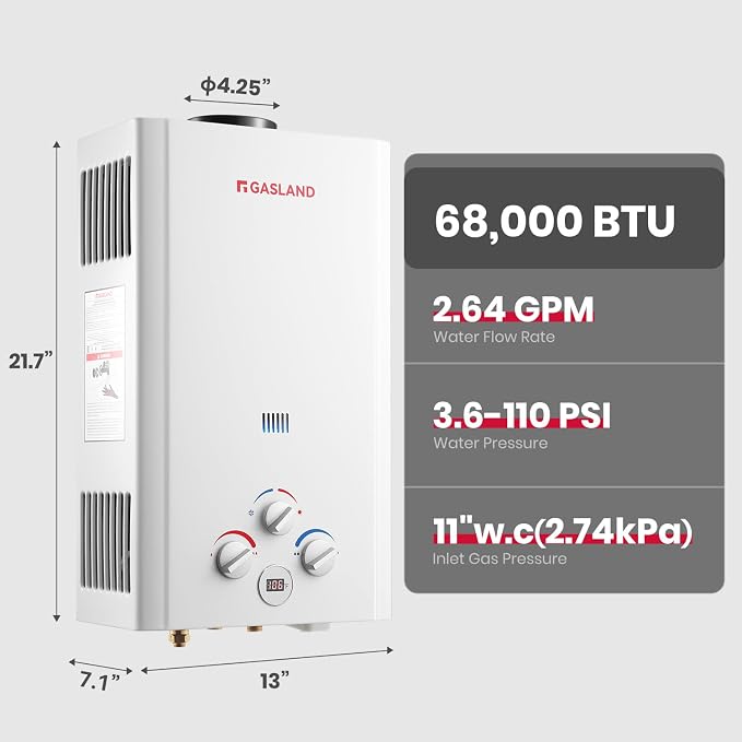 GASLAND 2.64 GPM Propane Tankless Water Heater - Image 2