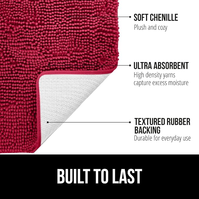GORILLA GRIP Bath Rug Mat, Thick Soft Absorbent Chenille, Quick Dry Microfiber - Image 2