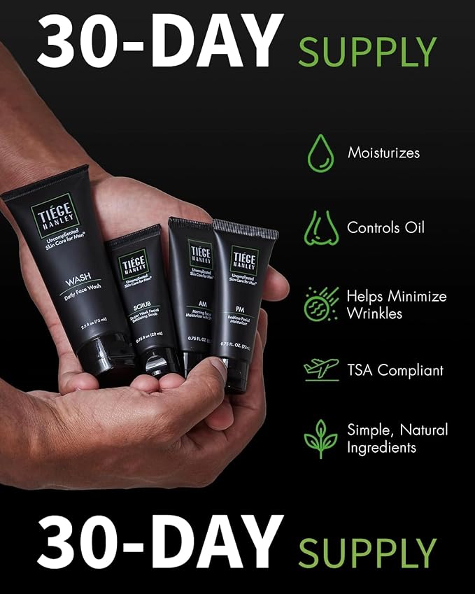 Tiege Hanley Skin Care Set for Men, Essential Routine, System Level 1, Daily - Image 2