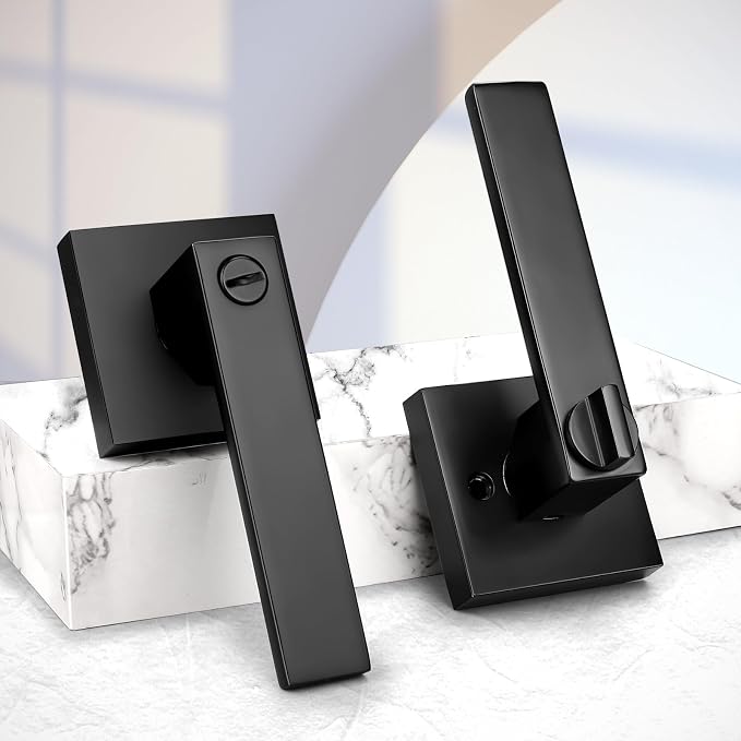 Probrico 10 Pack| Matte Black Square Privacy Door Levers Bed Bath Door Handles - Image 2