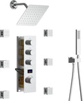 Digital Tempreature Display Full Body Shower System Wall Mounted 8 Inch Rain by KATAIS