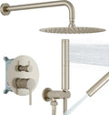 BESy Shower System with 10 Inch Round Rain Shower Head and Handheld Wall Mounted by BESy