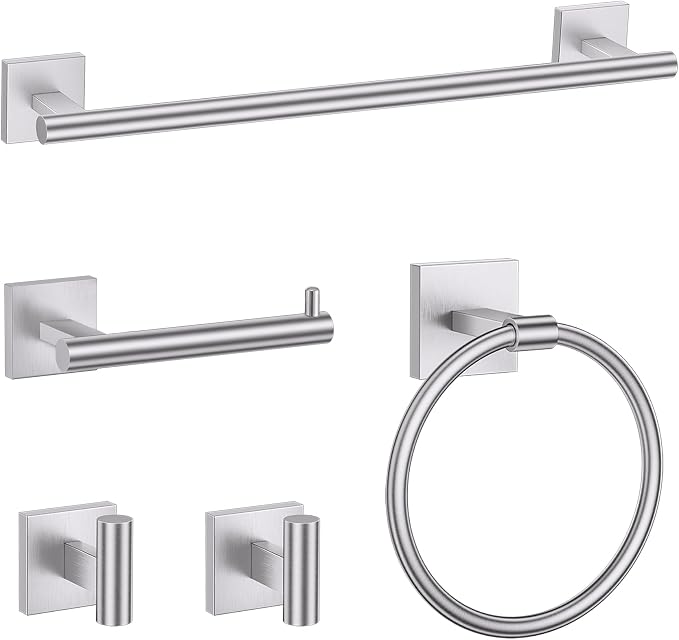 TURS Brushed Nickel 5-Pieces Bathroom Hardware Set SUS304 Stainless Steel Towel by TURS