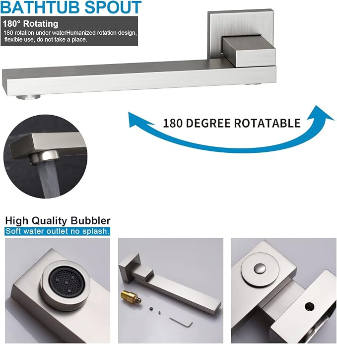 Brushed Nickel 4 Way Full Body Thermostatic Shower Faucet System 12 Inch Luxury - Image 6