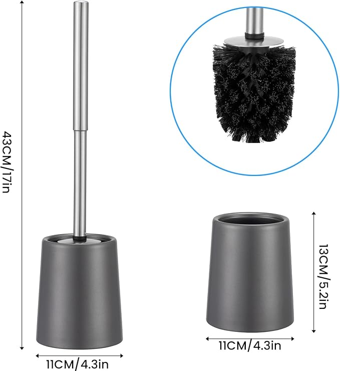 Toilet Brush and Holder Case Coated Metal Case and Stainless Steel Handle - Image 2