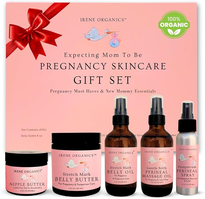 Irene Organics Belly Bundle – 5 Piece Pregnancy Skincare Gift Set by IreneOrganics
