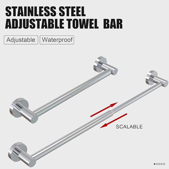 Towel Bar - Adjustable 304 Stainless Steel Towel Holder - Image 2