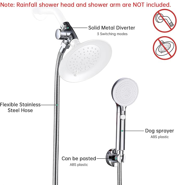 VSincerity Dog Shower Head Sprayer Pet High Pressure 3 Mode Handheld - Image 2