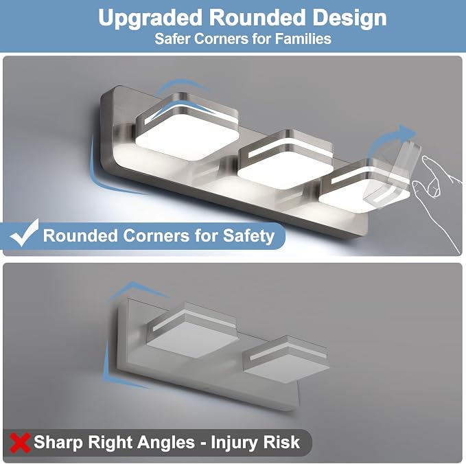 360° Rotate LED Dimmable Bathroom Vanity Light Fixtures, 1300LM Acrylic Brushed - Image 6