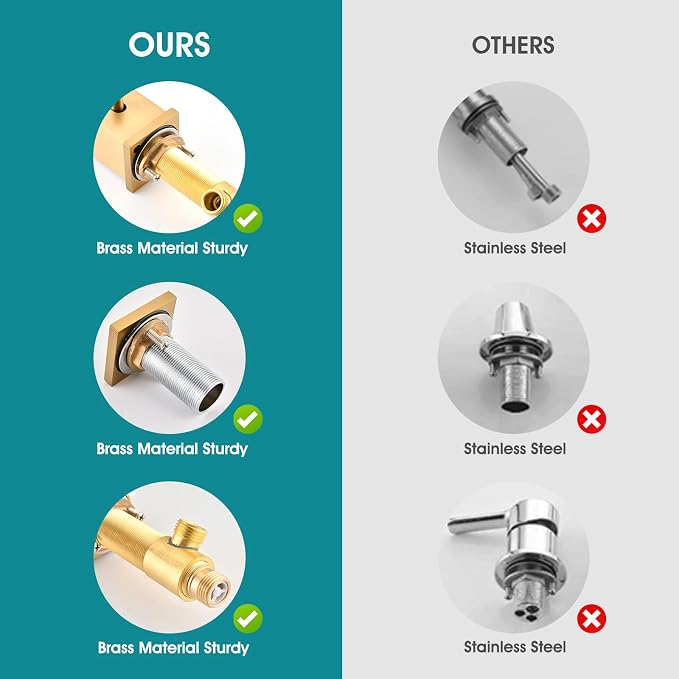 Brass Roman Tub Faucet with Sprayer, Deck Mount Bathtub Faucet with Hand Shower - Image 5