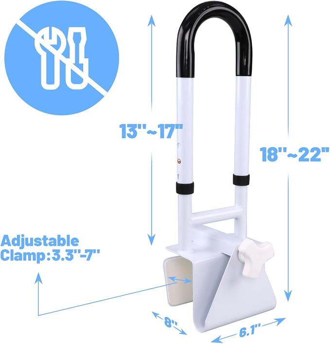 Adjustable Bathtub Grab Bars for Seniors, Tub Handle Grab Bar for Elderly Bath - Image 3