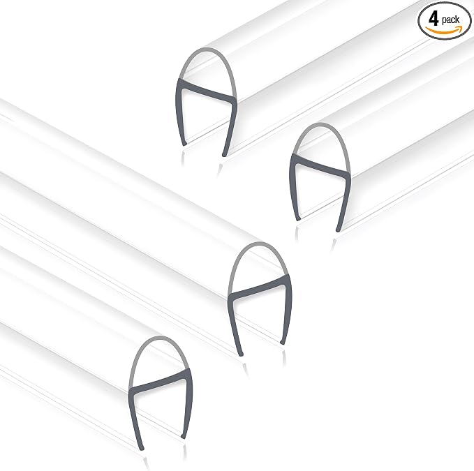 Frameless Shower Door Seal Strip 4 Pack x 39 Inch U by Dzhuywer